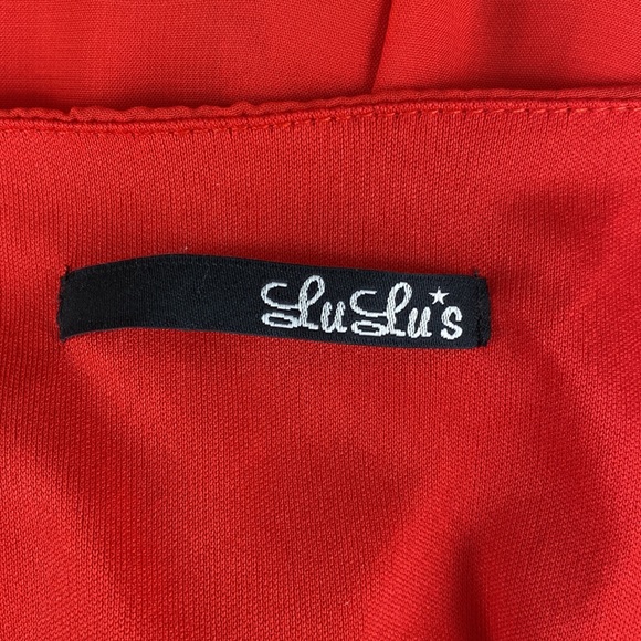 Lulu’s Red and Cream Mini Blouson Halter Dress - Picture 15 of 16